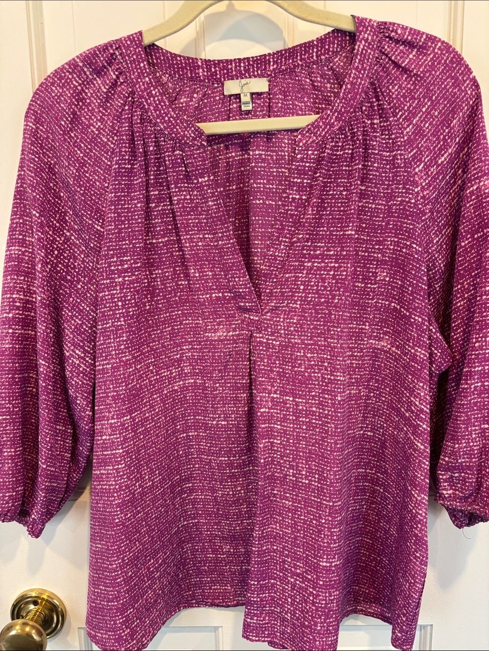 Fuchsia Split-Neck Blouse by Joie